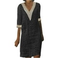 thumbnail image 1 of Gspmoly Robe pour Femmes, Robe pour Femmes Printemps/été Européenne et Nouvelle à Col en V en Dentelle à Manches 5/4, Robe à Manches Courtes à Col en V Longueur Genou, Robes de Soirée pour Femmes jusqu'à 60 % de Rabais, 1 of 5