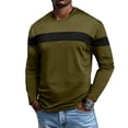 thumbnail image 2 of Men's New Casual Street Exercise Crewneck Long Sleeve Shirt, Spring Fall Sporty Style Top for Daily Wear,Army Green,L, 2 of 5