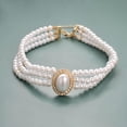 thumbnail image 3 of Aleasha Gold Pearl Choker for Women Multi Strand Vintage Rhinestones Pearl Necklace Wedding Party Jewelry Gifts, 3 of 5