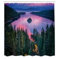thumbnail image 3 of Ambesonne Nature Shower Curtain, Forest and Lake View, 69"Wx75"L, Green Pink, 3 of 5