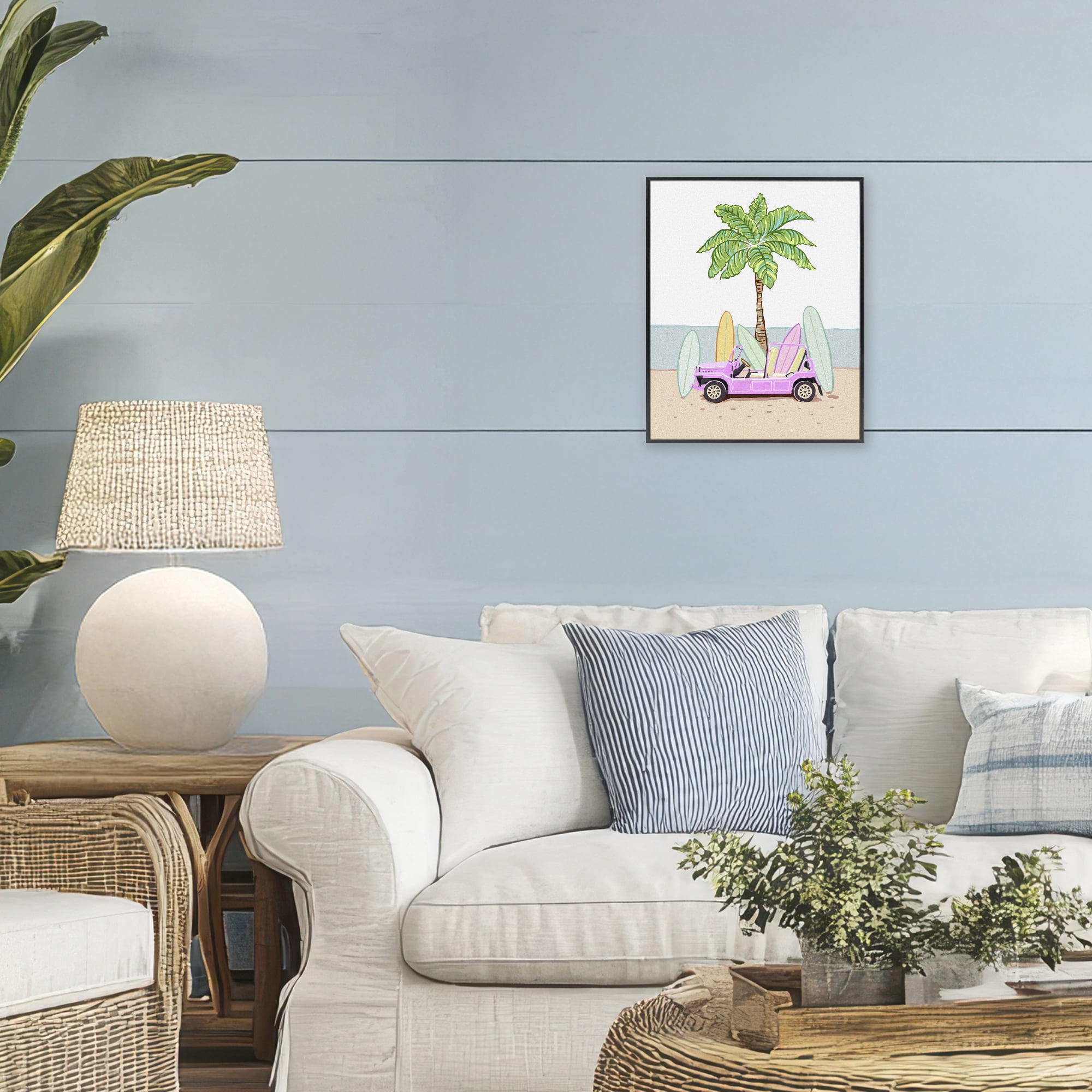 Surfboard Filled Car Black Framed Giclee Art, design by Ziwei Li