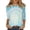 Turquoise, variant on Womens Summer Tops 3/4 Sleeve Shirts Crew Neck Tie Dye Trendy Blouses Turquoise S