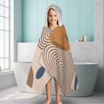 thumbnail image 6 of Brown Boho Geometric and Plant Pattern Hooded Bath Towel，60"x35" for Ages 3 To 12 Kids, Quick Dry Lightweight Soft Microfiber Hood Beach Towel Cover Up for Kids, 6 of 7