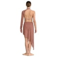 thumbnail image 2 of iixpin Womens One Shoulder Rhinestones Bodysuit Dress Asymmetric Modern Lyrical Dance Costume Dusty Pink M, 2 of 5