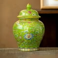thumbnail image 2 of Chinese Ginger Jar with Lid,Traditional Chinese Porcelain Ceramic Ginger Vase & Tea Storage Jar with Lid,Multi Purpose Storage Vase for Flower Display and Home Decor, 2 of 10