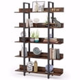 thumbnail image 7 of TribeSigns 5 Tiers Bookcase, 5-Shelf Industrial Style Etagere Bookcases and Book Shelves, Metal and Wood Free Vintage Bookshelf with Back Fence, 7 of 7
