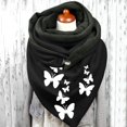 thumbnail image 2 of Women Flowers Butterfly Print Cotton Winter Warm Button Up Scarf, 2 of 3
