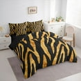 thumbnail image 3 of Feelyou Black Gold Stripes Bedding Comforter Set 7pcs for Women, Modern Zebra Print Queen Bedding Sets, Artwork Abstract Ombre Reversible Queen Sheet Sets, Ultra Soft Bedroom Decor, 3 of 8