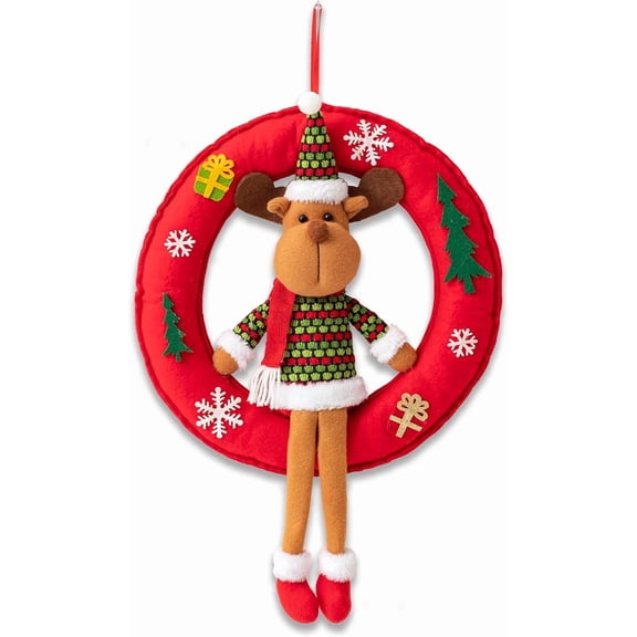 Christmas Door Decoration,Elk Xmas Welcome Hanging Porch Sign for Door Decor Holiday Winter Décor,Sweet Donuts and Cute Doll Design,Wall,Indoor Outdoor,Porch Decorations