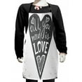 thumbnail image 1 of Saying Kids Apron, All You Need is Love Phrase Typography on Retro Grungy Heart Shaped Background, Boys Girls Apron Bib with Adjustable Ties for Cooking Baking Painting, Grey and White, by Ambesonne, 1 of 2