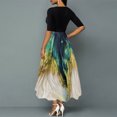 thumbnail image 4 of Fridja Lady Slim Temperament Chiffon Color Peacock Print Dress, 4 of 9