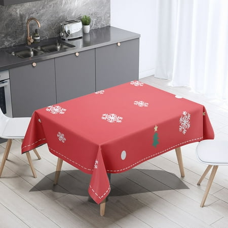 

Linen Rectangle Tablecloth Merry Christmas Passionate Snowman Romantic Snowflake Winter Snow Sky Table Cloth Washable Dust-Proof Table Cover for Dining/ Buffet/ Parties/Weddings/ Banquet 85*85cm