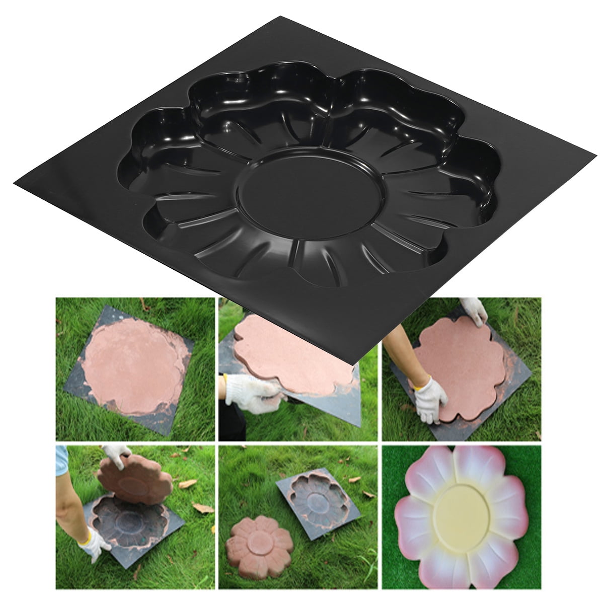 Durable Stepping Stone Mold Flower Design Plaster Concrete Cement Mould