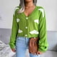 thumbnail image 3 of Cárdigan para mujer, suéteres, moda, patrón de nube blanca, cárdigan holgado de manga larga con cuello en V, Tops para otoño, 3 of 7