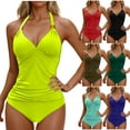 thumbnail image 2 of ShiShine Halter Tankini Swimsuit for Women Tummy Control Two Piece Bathing Suit V Neck Swimwear with Shorts, 2 of 5