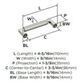 thumbnail image 5 of Amerock Balata 3-3/4 inch (96mm) Center-to-Center Polished Nickel Cabinet Pull, 5 of 6