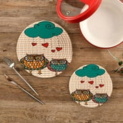 Valentine Couple Owls Potholders Set Trivets Set 100% Pure Cotton Thread Weave Hot Pot Holders Set of 2, Love Heart Stylish Coasters, Hot Pads, Hot Mats,Spoon Rest For Cooking and Baking