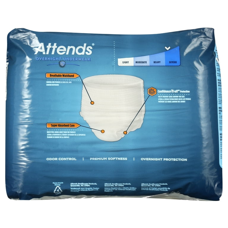 Attends Overnight Disposable Underwear Pull On with Tear Away Seams Medium,  APPNT20, Severe, 16 Ct