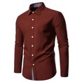 thumbnail image 2 of Aimik Hanes Mens Business Shirts Long Sleeve Button Down formal Shirt Collar Cuff Contrast Casual Dress Shirt Party Disco-Red L, 2 of 4