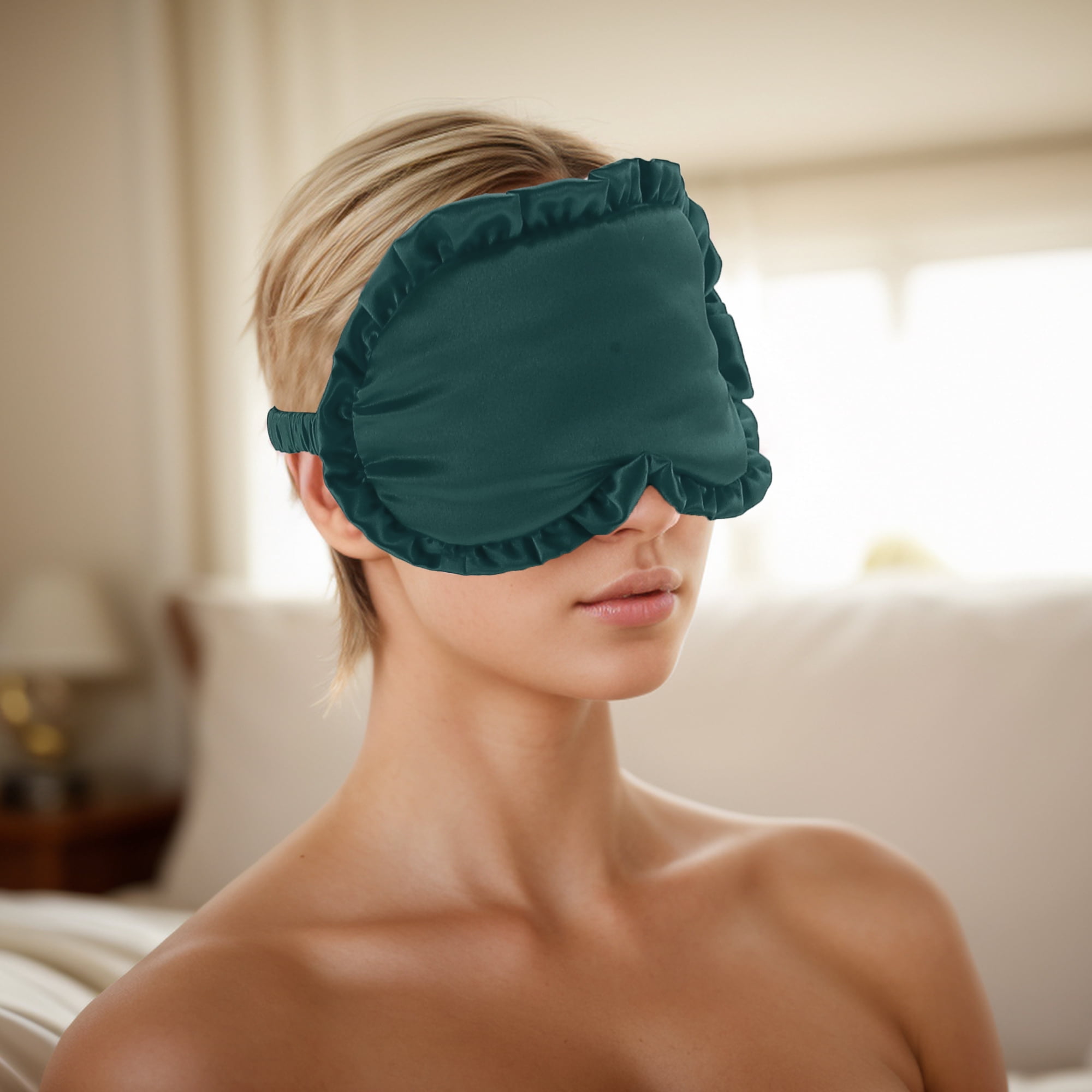 Unique Bargains Soft Flowers Style Sleep Mask Eye Shade Cover for Rest Dark Green