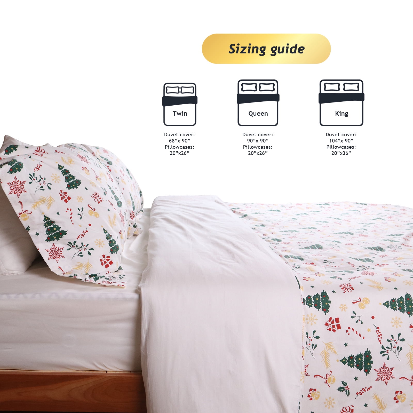 Gogreen Luxury 100% Cotton King Duvet Cover, Soft & Breathable 3 Pieces King Bedding Sets, Pattern King Comfy Duvet Cover, with Zipper Closure, Includes 2 x Pillowcase, 1 x Duvet Cover