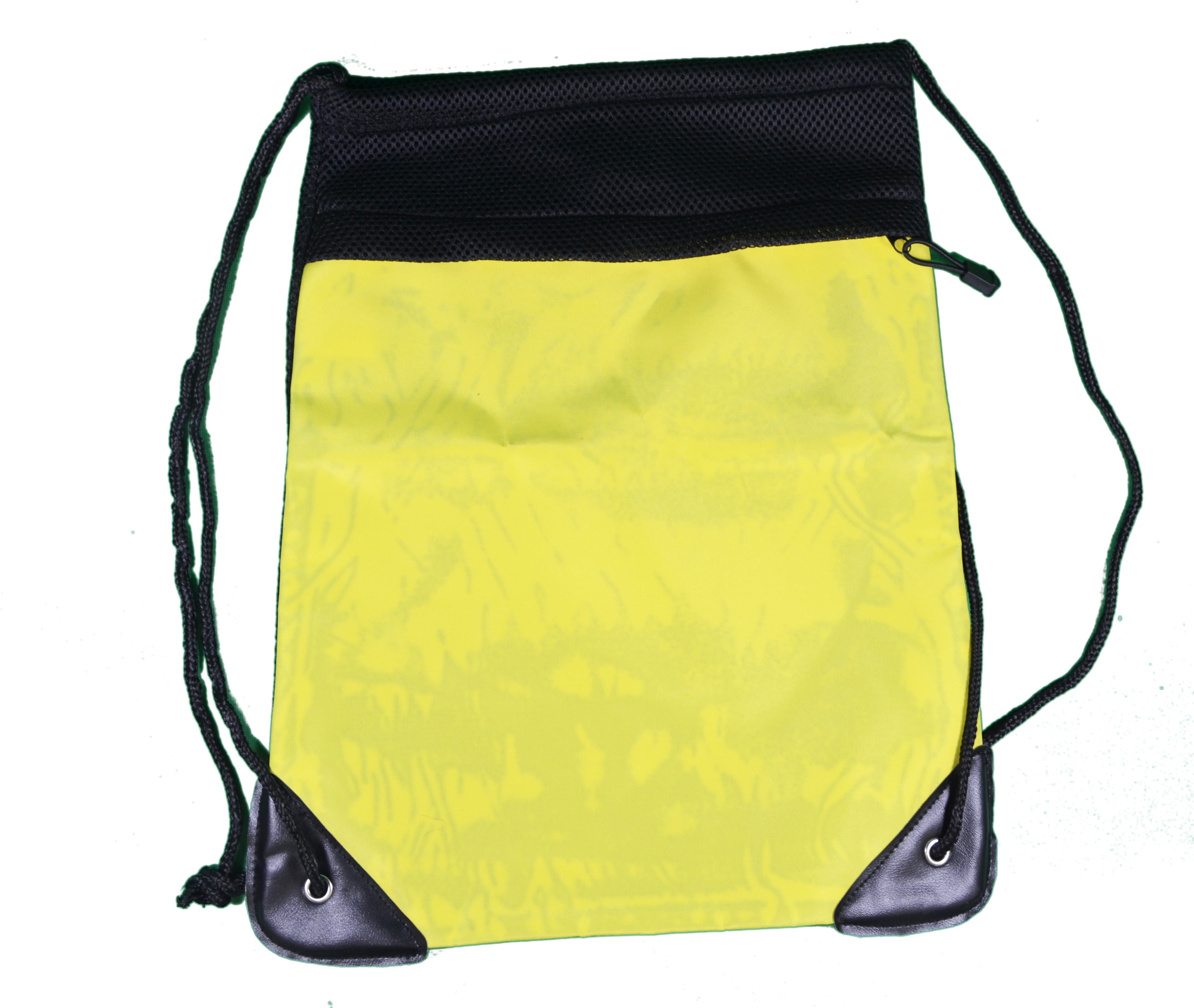 Set of 2 Yellow Mesh Drawstring Backpack School Sport Bags Varying Dye