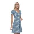 thumbnail image 1 of Women’s A Line Blue Floral Summer Dress, Retro Triangle Arrangement, Cross Wrap V Neck, 6 Sizes, by Ambesonne, 1 of 2