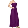 thumbnail image 3 of HAPPY BAY Women's Beach Summer Solid Smocked Tube Top Maxi Evening Frill Dress Casual Strapless Dresses for Women One Size Violet, Solid, 3 of 4