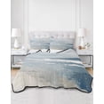 thumbnail image 3 of Blue Coastal Queen Size Down Alternative Comforter, Lightweight Comforter Quilt Bedding Set with Pillow Shams Seaside Summer Beach Nautical All Seasons Bed Comforter Duvet Insert 90"x96", 3 of 7