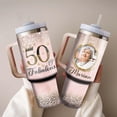 thumbnail image 5 of Personalized 50th Birthday Tumbler Travel Coffee Mug Stainless Steel Tumblers With Lid 40oz Cups Custom Name Birthday Gifts For Women Mom Friends Family Sister Brother Dad Bff, 5 of 6