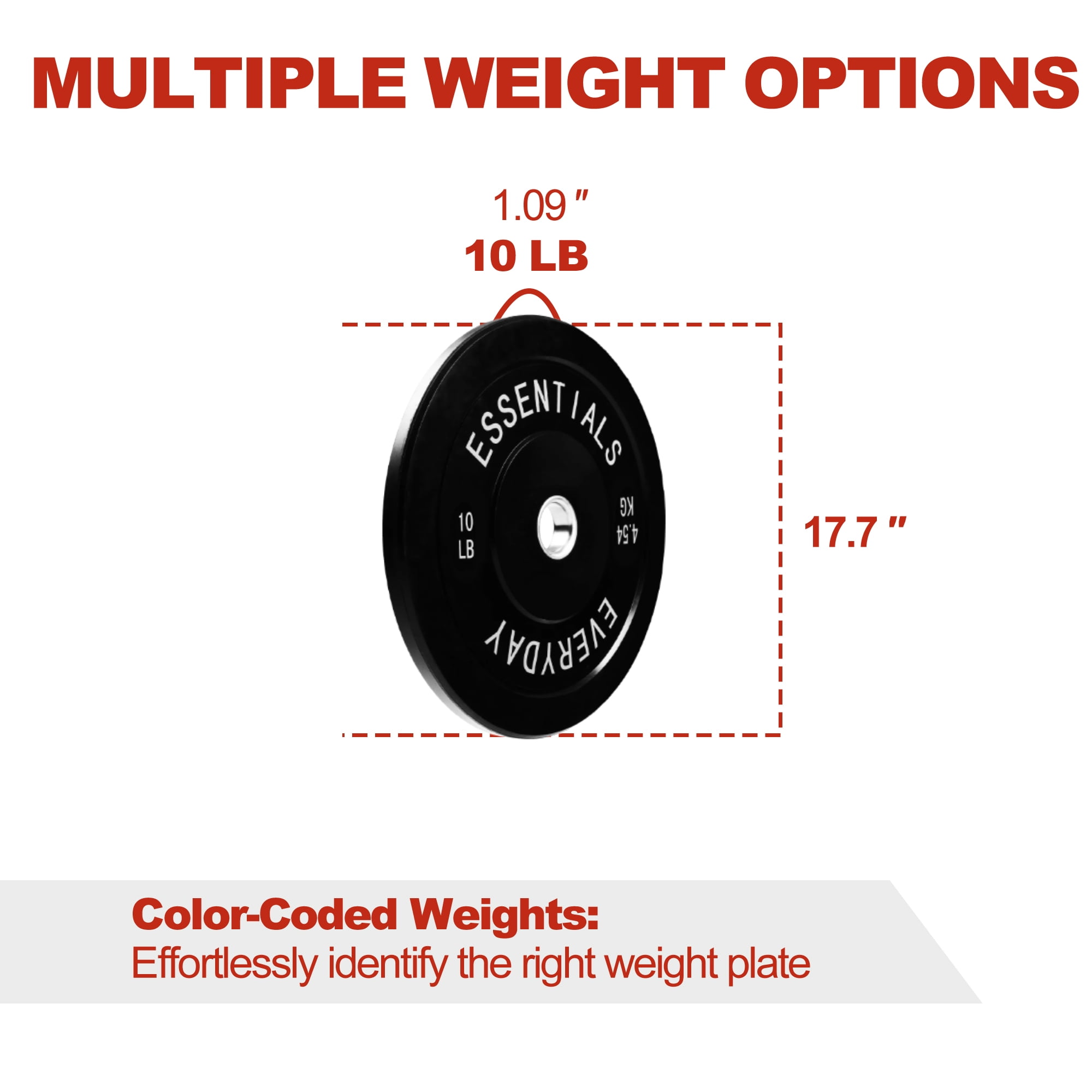 FlexWave Bumper Weight Plates, 10 lb Pair, Black, 2-Inch Hole