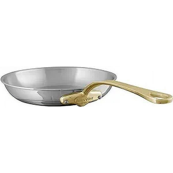 Mauviel M'Cook B 5-Ply Polished Stainless Steel Frying Pan With Brass Handle, 10.2-in