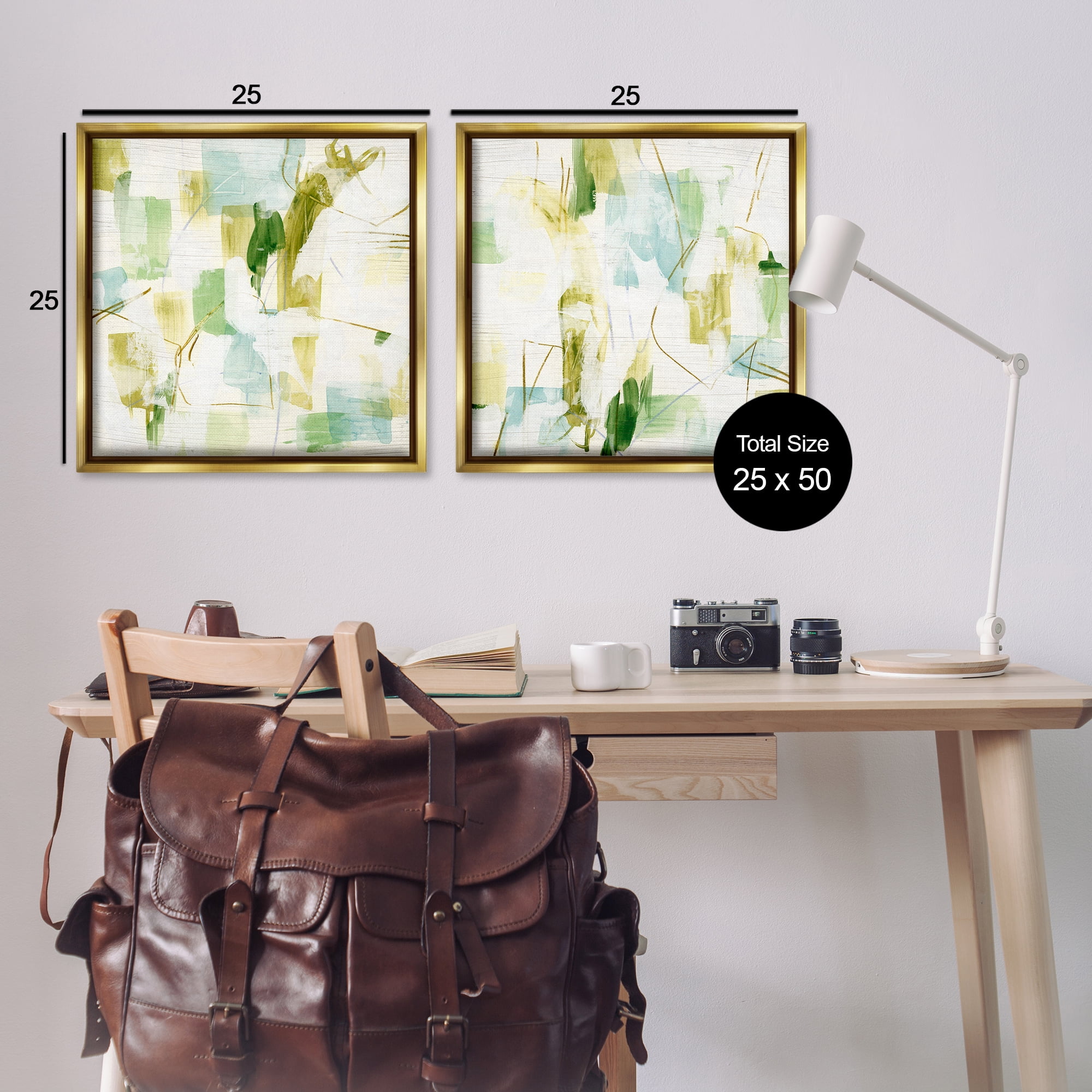 Stupell Industries Abstract Chaotic Patterns Abstract Painting Gold Floater Framed Canvas Art Print Wall Art, 25 x 25, Set of 2