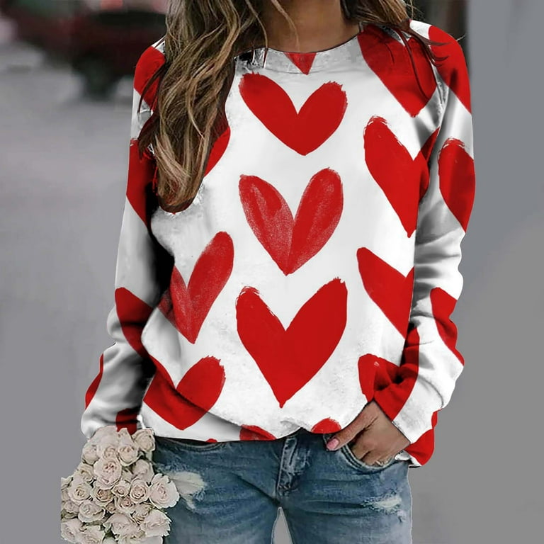 Valentines Day Gifts Under 5 Dollars Valentine Shirts for Women Long Sleeve  Teacher Valentines Day Gift Girls Valentine Valentine Cards Tees T-Shirts  Tops Blouses 