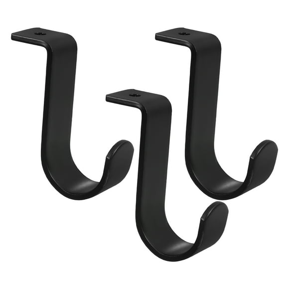 UPOUART 3Pcs Stylish Black Stainless Steel Curtain Brackets for Wall Mounted Single Rod Support