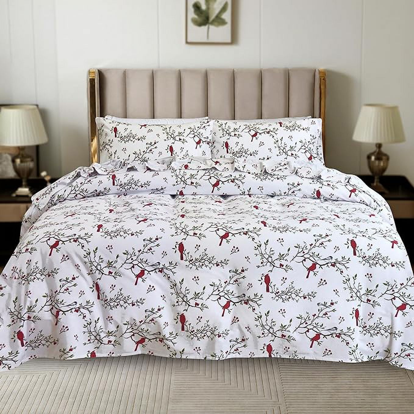 Elegant Comfort Ultra Soft 4-Piece Sheet Set - Holiday Christmas Flannel Sheets, Warm and Anti-Pill Quality, Deep Pocket Fitted Sheet- Full, Cardinal
