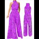 thumbnail image 3 of Elegantes para Mujer, para Fiestas de Noche, Invitadas de Boda, Grandes, Sin Mangas, Pantalones Largos de Pierna Púrpura XL, 3 of 5