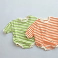 thumbnail image 3 of Salute Unisex Baby Boys Girls Long Sleeve Stripe Romper Infant Toddler Sweatshirts Bodysuit Casual Clothing Outfit Green 18-24 Months, 3 of 5