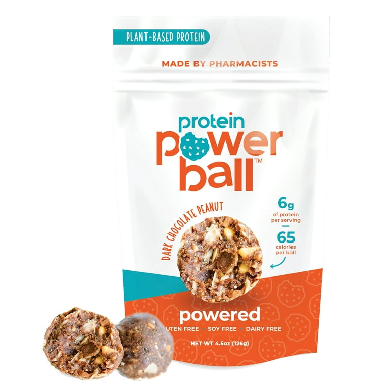 Protein Power Ball Healthy Gluten Free, Dairy Free, Soy Vegan Snack Energy Bites - Dark Chocolate 1 Pack - Walmart.com