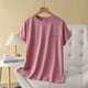 thumbnail image 1 of Fiudx Camisas de Mujer Camiseta Holgada de Color Sólido de Talla Grande de Verano para Mujer, Blusas de Manga Corta con Cuello Redondo, 1 of 3