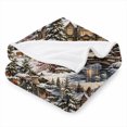 thumbnail image 2 of SPXUBZ Soft Warm Cozy Winter Mountain River Snow Village Scene Flannel Throw Blanket For Bed Couch Sofa Rustic Lodge Decor, 2 of 3