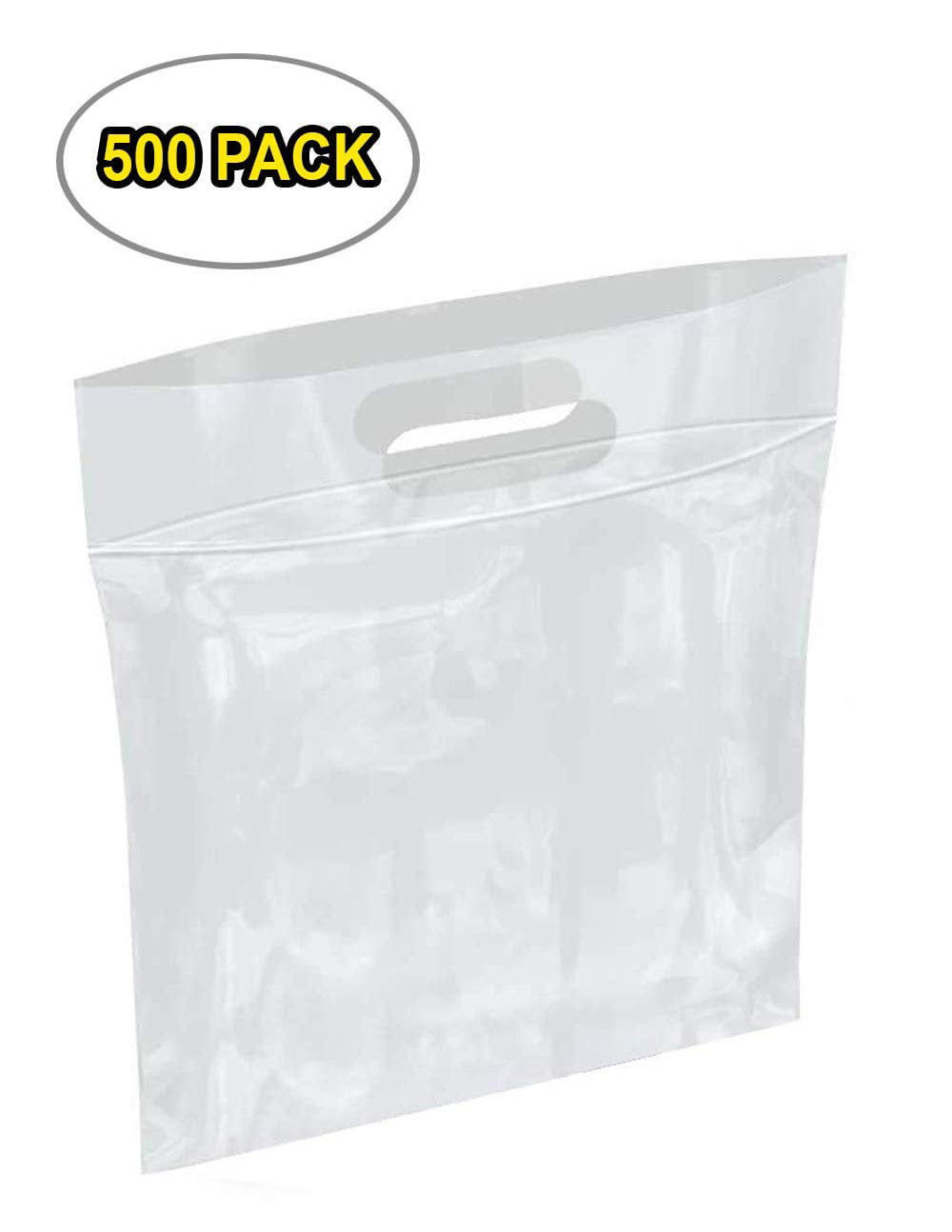 Dropship 100 Pack Die Cut Zipper Bags 9 X 12. Thickness 3 Mil; 3 Inch Lip.  Clear Poly Handle Bags 9x12. Polyethylene Industrial Plastic Bags For Food  Service; Health Needs. to Sell