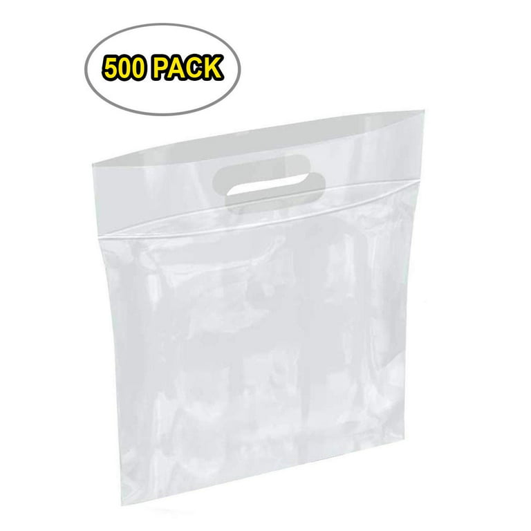 Bag Tek 8.2 x 3.4 x 10.6 inch Plastic Storage Bags with Handles, 100 Gusseted Zip Bags - See-Through, Heavy-Duty, Clear Plastic Zip Handle Bags, Reclo