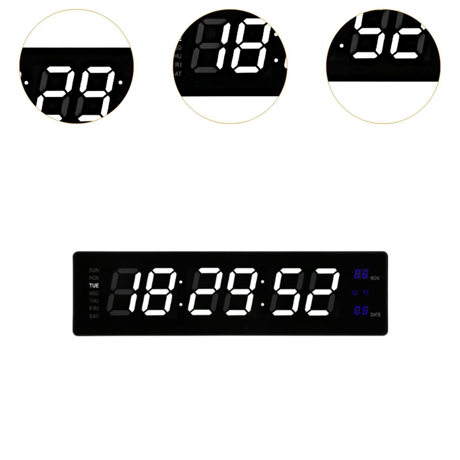 Baoblaze LED Digital Clock Bedroom Display Date Calendar Bar Wall Hanging Alarm Clock White Blue