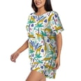 thumbnail image 2 of Balery Summer Leopard Pattern Womens Pajama Sets 2 Piece Soft Short Sleeve Top and Shorts Sleepwear Round Neck Pjs Lounge Set with Pockets-Small, 2 of 7