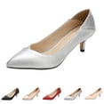 thumbnail image 4 of AUDeals Women's Kitten Heel Pumps, Lovely Slip On Dress Shoes with Pointed Toe Comfort for Bridal, Work and Wedding Wear (Silver, 8.5), 4 of 4