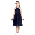 thumbnail image 3 of MSemis Kids Chiffon Flower Girls Dress First Communion Bridesmaid Wedding Sequins Halter Neckline Gowns Navy Blue 14, 3 of 5