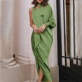 thumbnail image 2 of Fesfesfes Women Gowns Sexy Casual Long Sleeve Strapless Solid Fork Opening Dress Clearance, 2 of 5