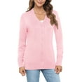 thumbnail image 4 of Uvplove Women Long Sleeve Soft Basic Knit Cardigan Sweater,Pink,S-3XL, 4 of 12