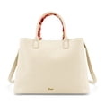 thumbnail image 2 of LIKE DREAMS Mila Mini Satchel Bag - WHITE, Vegan Leather, 12" W x 9" H x 6" D, Magnetic Snap Closure, Scarf Wrapped Top Handle, 1 Inner Compartment Divider, Gold Accents, 2 of 6